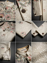 Boys Cream Embroidered Sherwani Set with Trousers