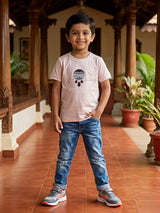 Boys Peach Graphic Print Crew Neck T-Shirt