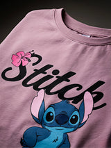 Girls Purple Stitch Graphic Crop Top