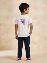 White Biker Graphic Print Round Neck T-Shirt Casual Wear