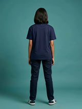 Girls Navy Blue Abstract Print Tops