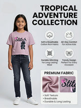 Girls Purple Stitch Graphic Crop Top
