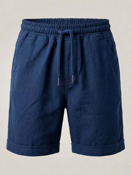 Boys' Navy Blue Cotton Drawstring Shorts - Classic Comfort