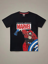 Boys Navy Blue Captain America Graphic T-Shirt