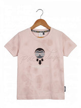 Boys Peach Graphic Print Crew Neck T-Shirt