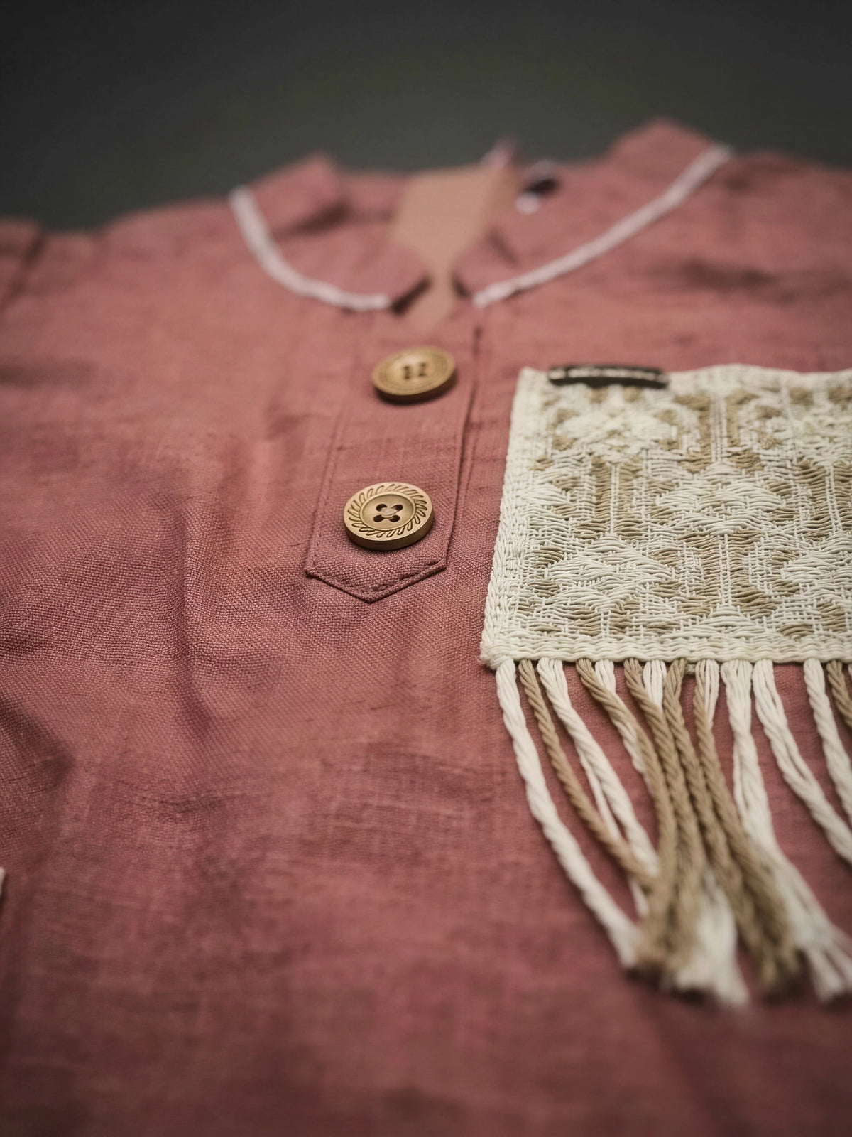 Girls Peach Embroidered Two Piece Set.