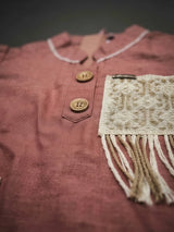 Girls Peach Embroidered Two Piece Set.