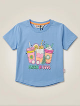 Girls Blue "Fresh N Cool" Summer Graphic Tee