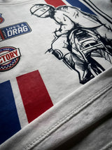 White Biker Graphic Print Round Neck T-Shirt Casual Wear