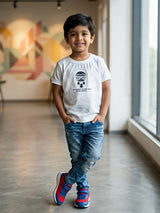Boys White Graphic Print Cotton T-Shirt