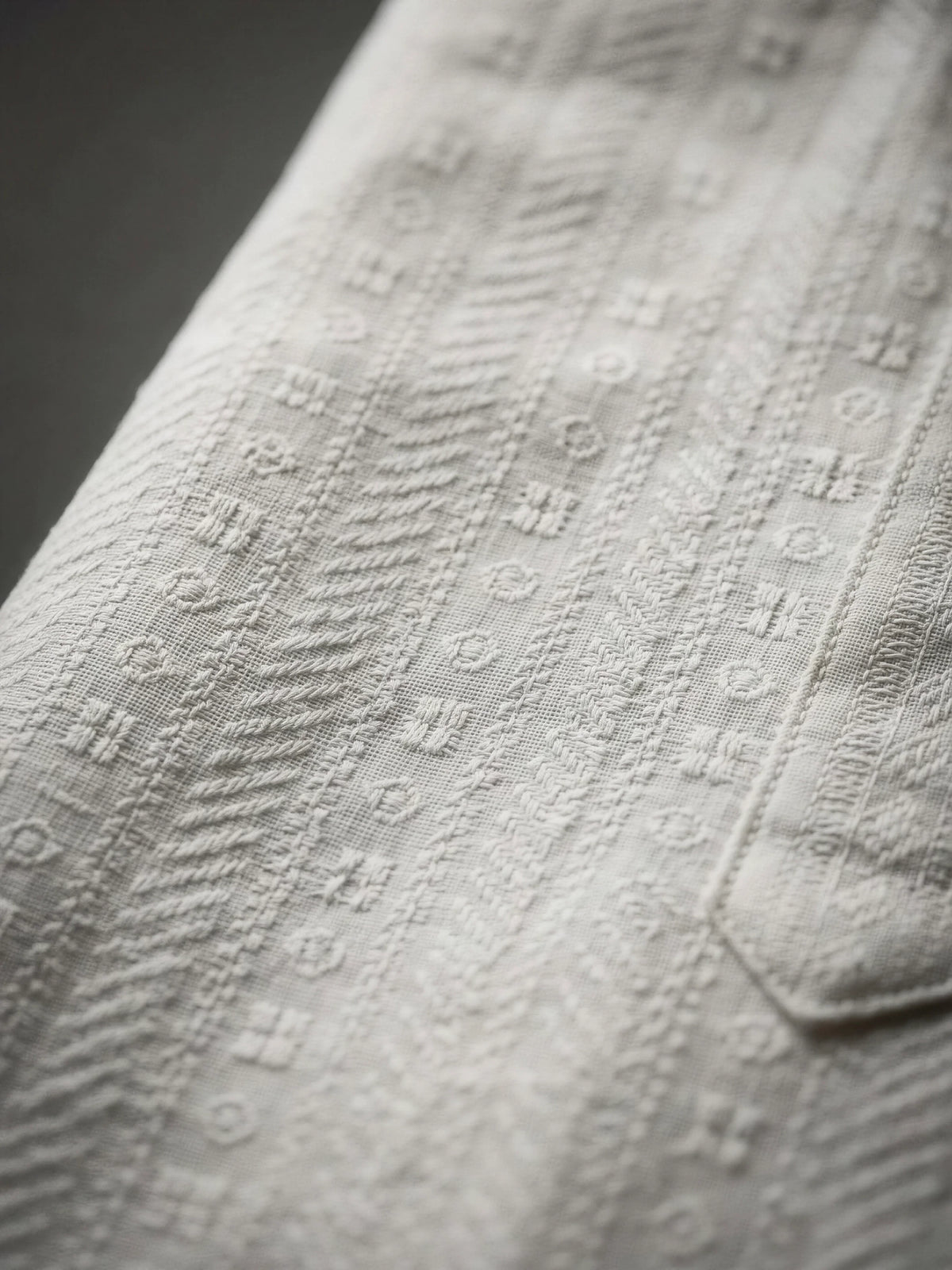 Boys White Textured Kurta Set.