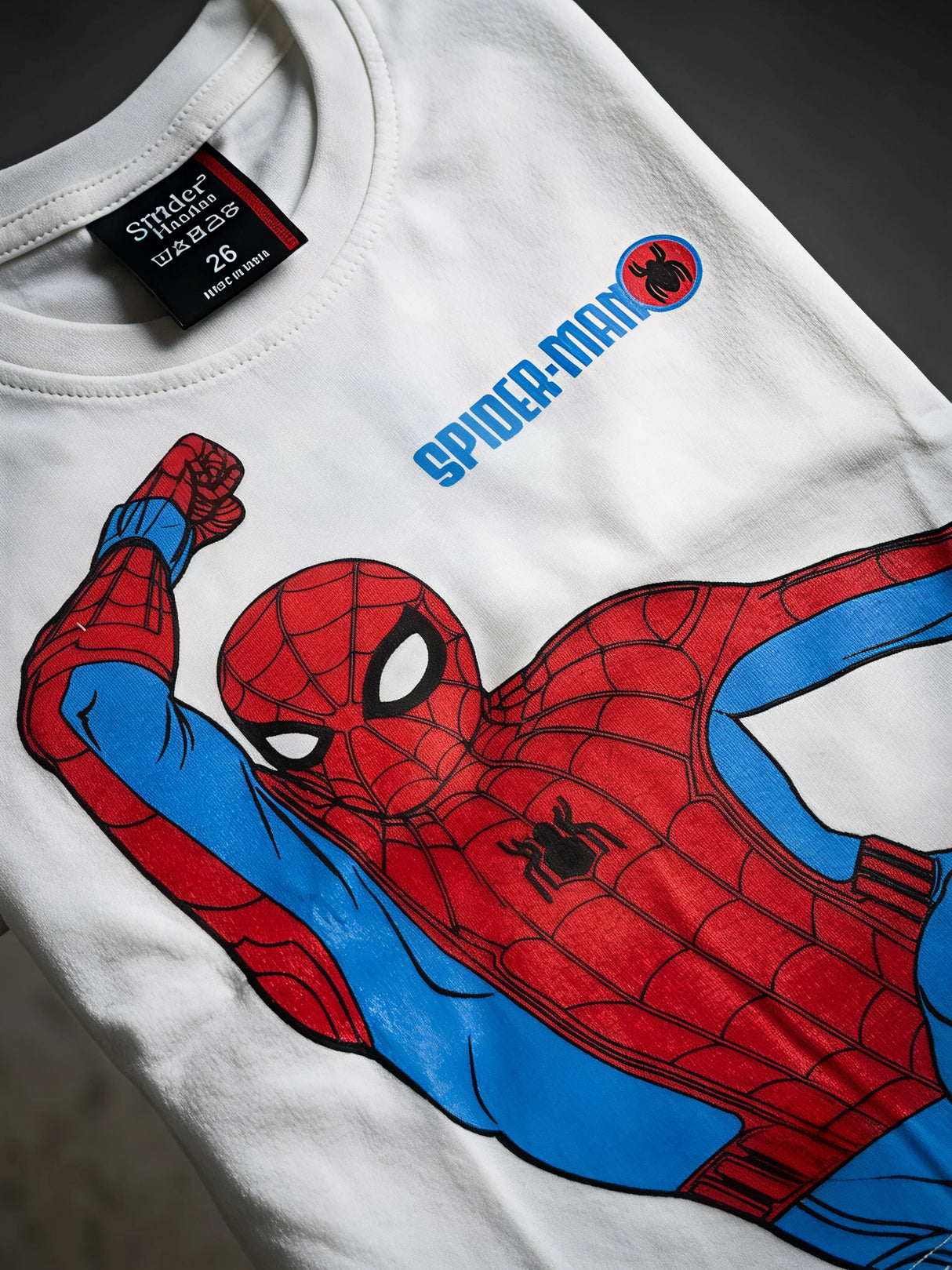 Boys White Spider-Man Graphic Print Cotton T-Shirt