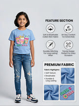Girls Blue "Fresh N Cool" Summer Graphic Tee