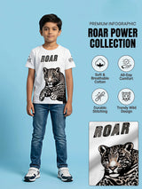 Boys White Leopard Print Graphic T-Shirt - Roar Edition