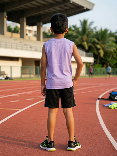 Boys' Purple Black Panther Muscle Tee - Wakanda Forever Print