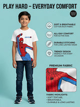 Boys White Spider-Man Graphic Print Cotton T-Shirt