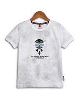 Boys White Graphic Print Cotton T-Shirt