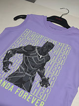 Boys' Purple Black Panther Muscle Tee - Wakanda Forever Print