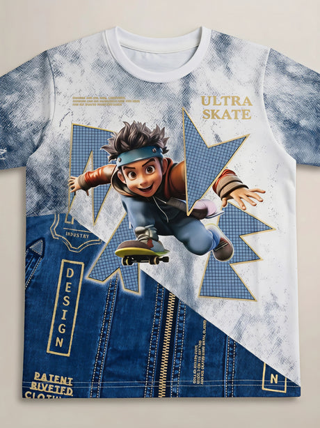 Boys White Ultra Skate Graphic Print T-Shirt