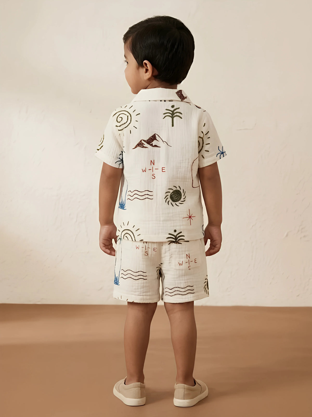 Green Doodle Printed Cotton Boys Coordinate Set