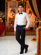 Boys Navy Blue Designer Coat Suit.