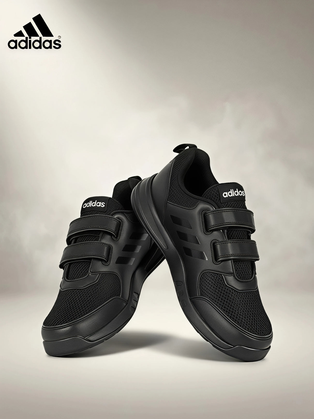 Adidas Element 1.0M Black Velcro School Shoes.