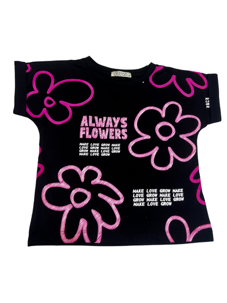 Girls' "Always Flowers" Graphic T-Shirt