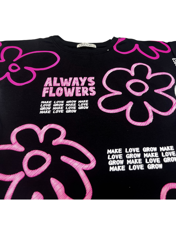 Girls' "Always Flowers" Graphic T-Shirt