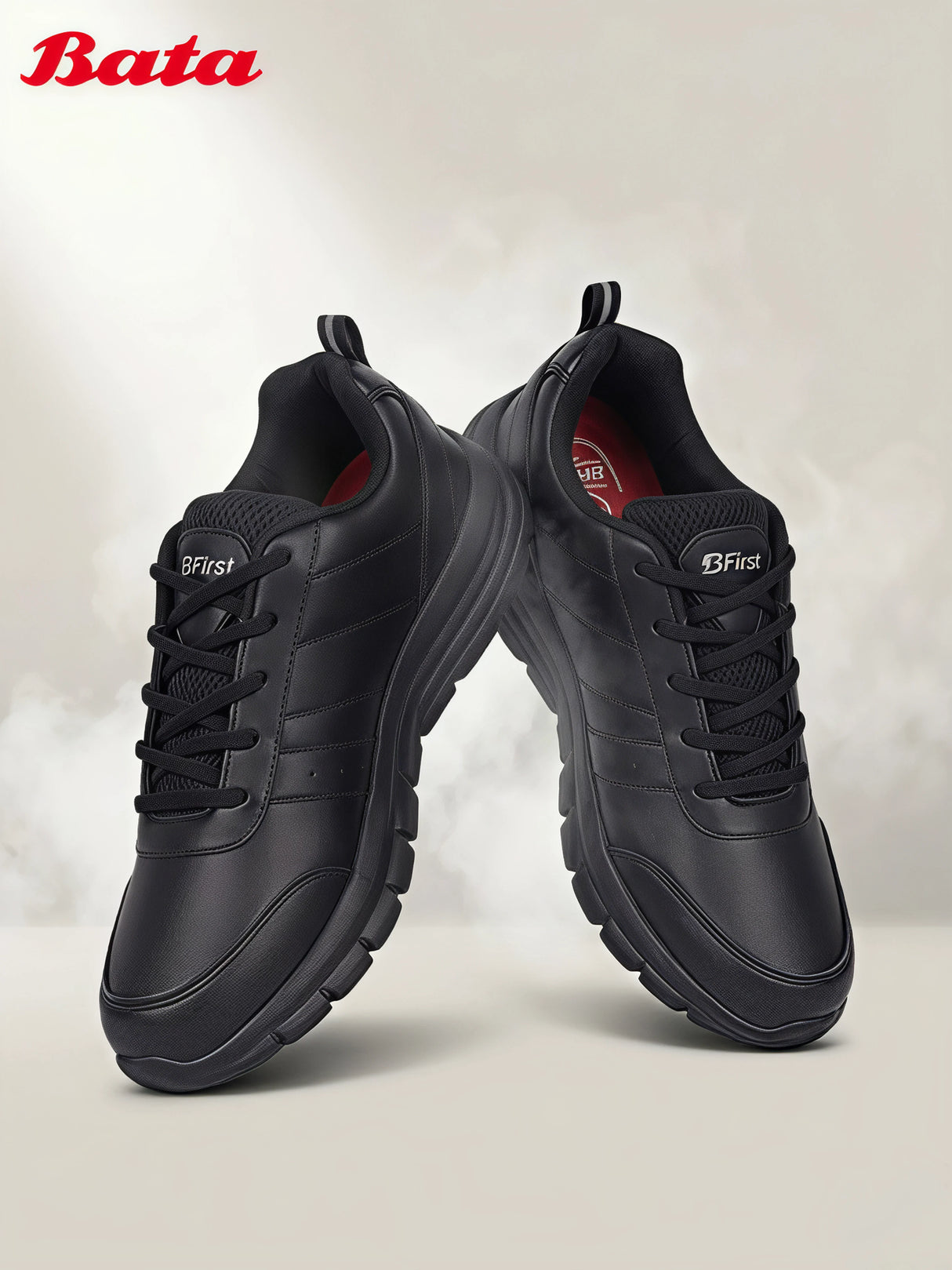 Bata B-First Unisex Black School Lace-Up Shoes.