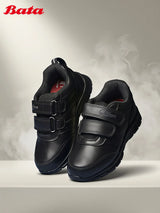 Bata Unisex Black Velcro School Shoes - Durable All-Day Comfort.
