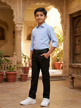 Boys Classic Black Regular Fit Casual Pants