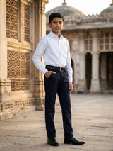 Boys Navy Blue Slim Fit Trousers