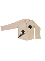 Girls' Floral Appliqué Button-Down Shirt