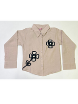 Girls' Floral Appliqué Button-Down Shirt