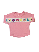 Girls' Floral Appliqué Button-Down Shirt