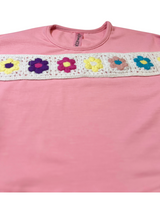 Girls' Floral Appliqué Button-Down Shirt