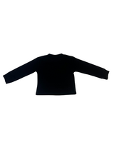 Girls' long-sleeved black top with a large, sparkly flower appliqué made of rhinestones or pearls on the chest.

Export to Sheets
