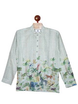 Boys' Jungle Safari Print Kurta / Mandarin Collar Shirt