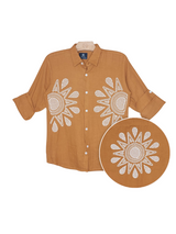 Boys' Dark Green Abstract Leaf Embroidered Shirt