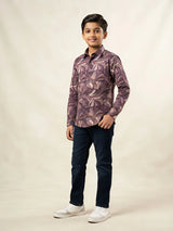 Purple Abstract Print Shirts