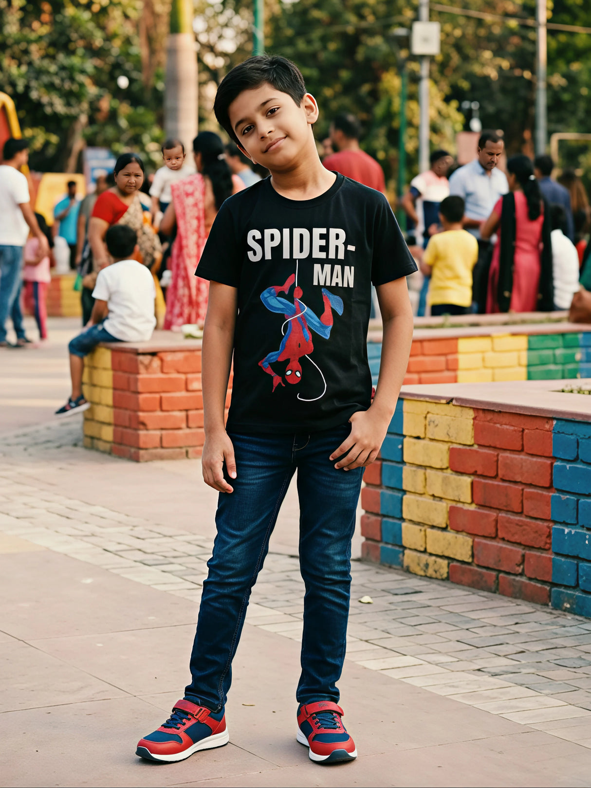 Marvel Spider-Man Boys Black Graphic Print T-Shirt