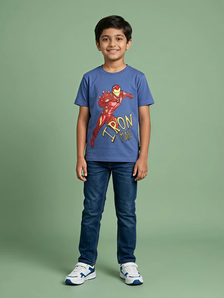 Buy the ultimate Boys Blue Iron Man Graphic T-Shirt. Perfect for casual wear, daily play, and Marvel fans. High-converting style, comfortable regular fit.
