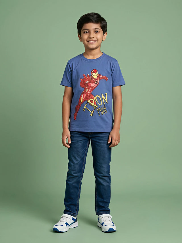 Buy the ultimate Boys Blue Iron Man Graphic T-Shirt. Perfect for casual wear, daily play, and Marvel fans. High-converting style, comfortable regular fit.