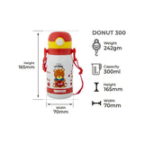 Dubblin Water Bottle Donut Steel 300 Ml Red For Unisex
