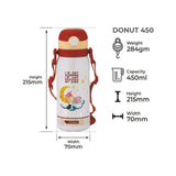 Dubblin Water Bottle  Donut Steel450 Ml Brown For Unisex