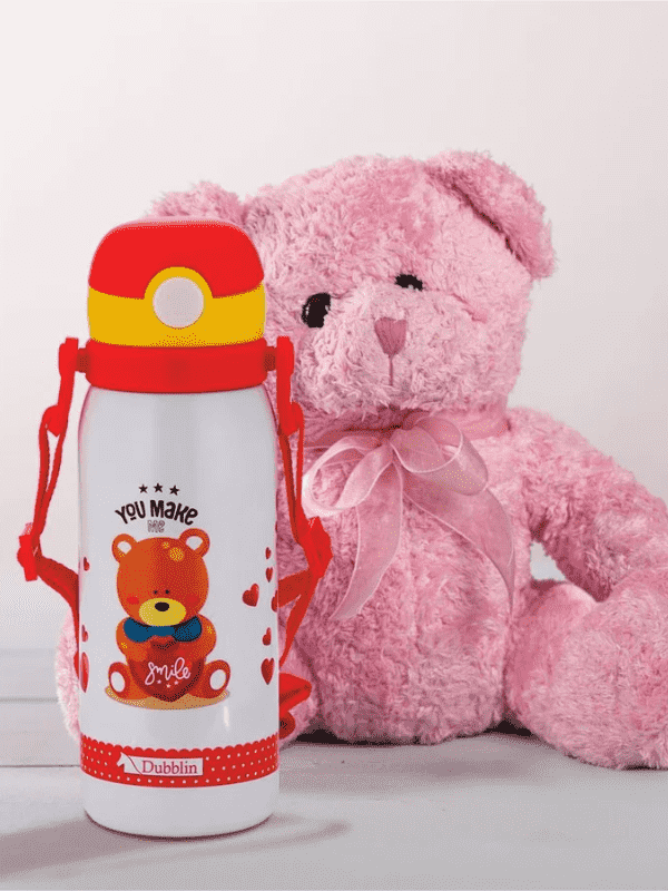 Dubblin Water Bottle  Donut Steel450 Ml Red For Unisex