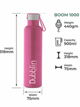 Dubblin Water Bottle Steel Boom1000 Ml Pink For Unisex