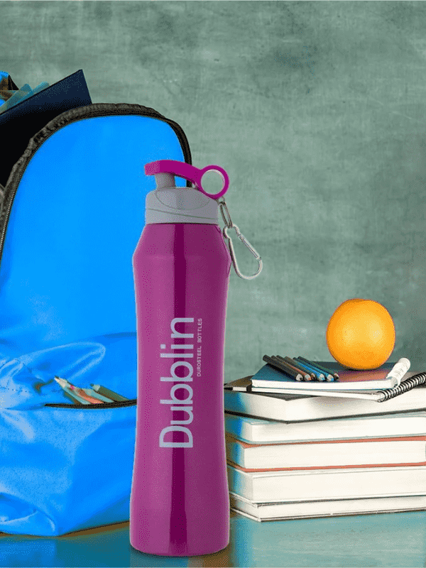 Dubblin Water Bottle Trendy Steel 900 Ml Purple For Unisex