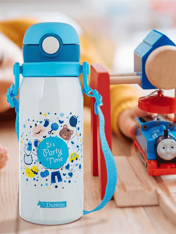 Dubblin Water Bottle  Donut Steel450 Ml Blue For Unisex
