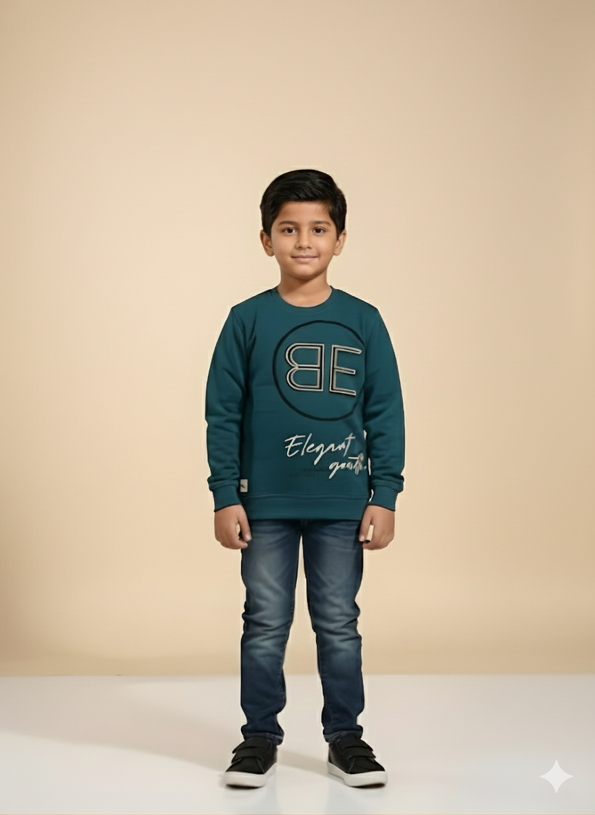 Boys Teal Green "Elegant Youth" Graphic Sweatshirt